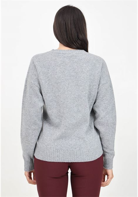 Women's gray V-neck sweater featuring the EF logo ELISABETTA FRANCHI | MK94M46E2G41